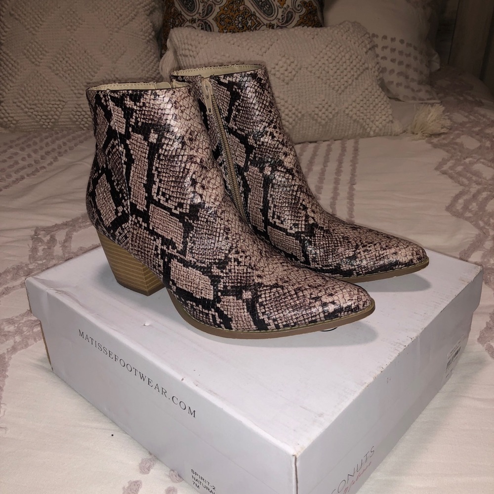 Snakeskin booties